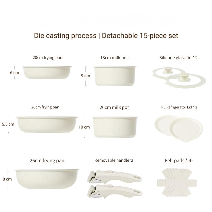 juego de utensilios de cocina blanco de 15 piezas
