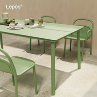 Ensemble de table et chaises d'extérieur en gros, résistant aux intempéries, mobilier de salle à manger d'extérieur, table et chaises en aluminium colorées pour patio, café, bistrot