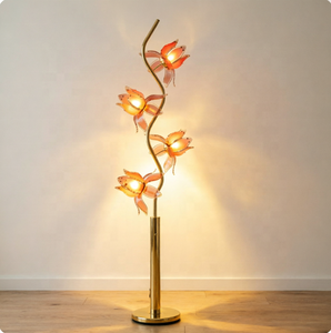 Lampe artistique à fleurs la plus vendue, en fer et verre, design lotus, LED, base E26, avec éclairage d'ambiance doux pour l'étude et la relaxation - Product Image 6
