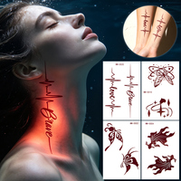 Autocollants de tatouage temporaire semi-permanent floral sans eau, à coller, imperméables pour l'art corporel