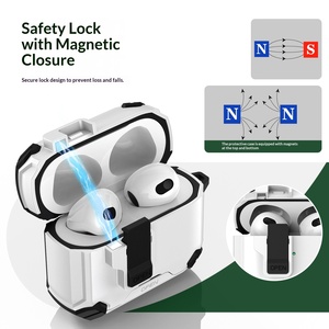 Coque de protection rigide et souple avec béquille et sangle pour AirPods 1 2 3 Pro 2 3 2025, anti-poussière, anti-jaunissement, robuste - Product Image 2