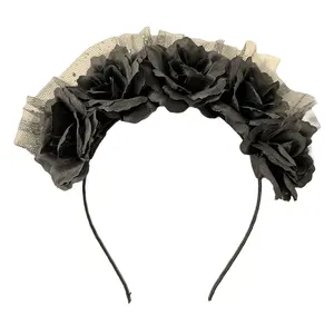 Day Of The Dead Hairhoop Rose Flower Crown Headpiece Hair Band Floral Crown Halloween Costume Hair Accessories Women Headband