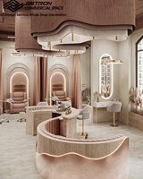 Décoration de salon haut de gamme personnalisée Design tendance vitrine de comptoir de salon de coiffure et d'ongles pour femmes