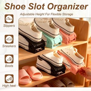 2025 New Double Deck Shoe Rack <b>Shelf</b> for Closet Organization <b>Adjustable</b> Shoe Stacker Space Saver Shoe Slots - Product Image 4