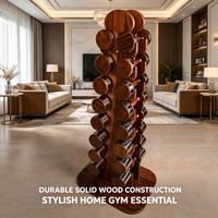 Ensemble d'haltères réglables en bois de noyer de luxe - Équipement de fitness portable, écologique et ergonomique pour la maison