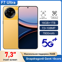 Teléfono Celular Inteligente F7 Ultra 5G Original Desbloqueado al por Mayor, HD 108MP, Totalmente Compatible con Android 15, Doble SIM, 16GB de RAM + 1TB, CPU Deca Core MTK