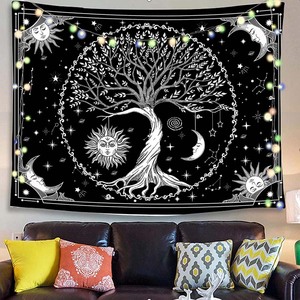 Superventas Árbol de la vida impresión Digital negro <span class=keywords><strong>blanco</strong></span> <span class=keywords><strong>tapiz</strong></span> colgante de <span class=keywords><strong>pared</strong></span> <span class=keywords><strong>para</strong></span> la decoración de la <span class=keywords><strong>pared</strong></span> del hogar - Product Image 3