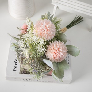 Bouquet de fleurs artificielles Gabriella Dandelion, feuilles roses et vertes, décoration pour la maison et les mariages CF01174 - Product Image 3