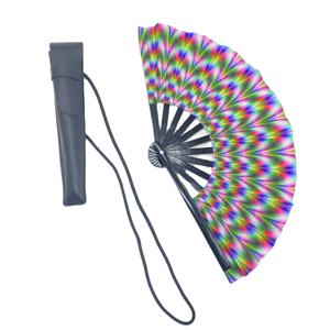 โปรโมชั่นโปรโมชั่น13นิ้ว/11นิ้วพัดมือสายหนังหนังซองหนังโฮโลแกรมสีรุ้งกระเป๋าแฟลชขนาดใหญ่พับได้ - Product Image 2