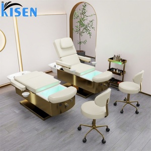 Table de massage et de pédicure de luxe Kisen 2024, en cuir PU, avec structure en acier inoxydable, fonctionnalités réglables, utilisable en salle de bain - Product Image 1
