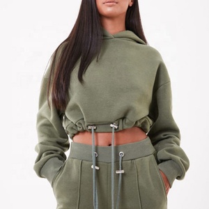 Ropa Deportiva de alta calidad para mujer, Sudadera corta con forro polar de algodón con cordón, gran oferta - Product Image 1