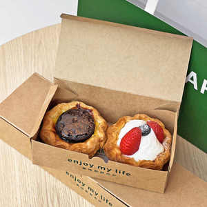 Nâu kraft giấy hình chữ nhật dùng một lần hộp đựng thức ăn bánh hộp với nắp rõ ràng cho bánh sandwich, TACO, trứng tart, cupcake, bánh rán - Product Image 1