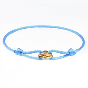 Bracelet classique pour femme en acier inoxydable tricolore avec cœur réglable, motif floral tissé à la main, accessoire de mode - Product Image 2