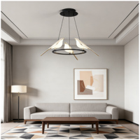 Luminaire suspendu LED moderne en forme d'oiseau, lustre créatif en forme d'oiseau doré, luminaire suspendu réglable pour salon salle à manger