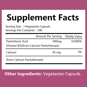 Capsules d'acide pantothénique à marque privée OEM avec supplément de calcium pour la santé des os et la fonction énergétique - Product Image 3