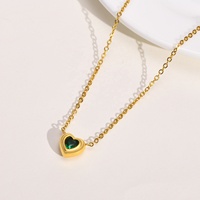 Collier à breloque en forme de cœur en zircon plaqué or, chaîne maille forçat en acier inoxydable, pour couple, style mode féminin