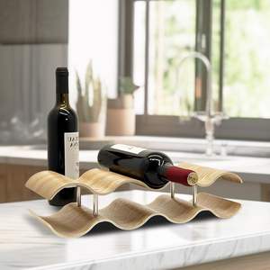 2-Tier Wine Rack <strong>Countertop</strong>, 7 Bottles <strong>Wooden</strong> Wine Holder Inserts for Cabinet, - Product Image 5