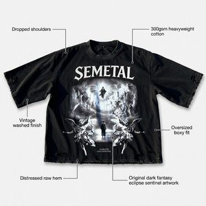 T-shirt streetwear de haute qualité, coton lourd 300 GSM, effet délavé, coupe ample et courte, imprimé graphique, pour homme - Product Image 3