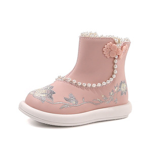 Hanfu da ragazza autunno inverno stivali con gonna a cavallo stile cinese per bambini traspirante Slip-On alla caviglia <span class=keywords><strong>stivaletti</strong></span> <span class=keywords><strong>in</strong></span> <span class=keywords><strong>gomma</strong></span> - Product Image 5
