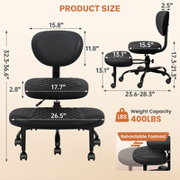 Chaise de yoga moderne 2025 à hauteur réglable avec soutien lombaire, chaise de méditation de bureau à jambes croisées avec roulettes