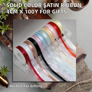 Wholesale 4CM*100Y Solid Color Polyester Satin <b>Ribbon</b> Roll Single Side Fashion Flower Bouquet Valentine's Day Gift Wrapping - Product Image 2