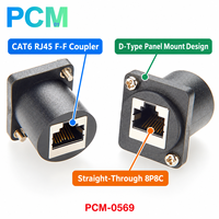Coupleur CAT6 RJ45 D-Type à montage sur panneau, femelle-femelle, adaptateur de traversée Ethernet pour armoire de contrôle réseau industrielle, rack IT AV