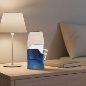 Boshiho Blue Genuine Leather <b>RFID</b> Blocking <b>Wallet</b> for Men Vintage Zipper Closure Multi Function Card Case Card <b>Wallet</b> - Product Image 3