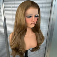 Perruque synthétique Lace Front Futura ondulée couleur brun clair, résistante à la chaleur, anti-emmêlement, prête à porter, idéale pour un usage quotidien