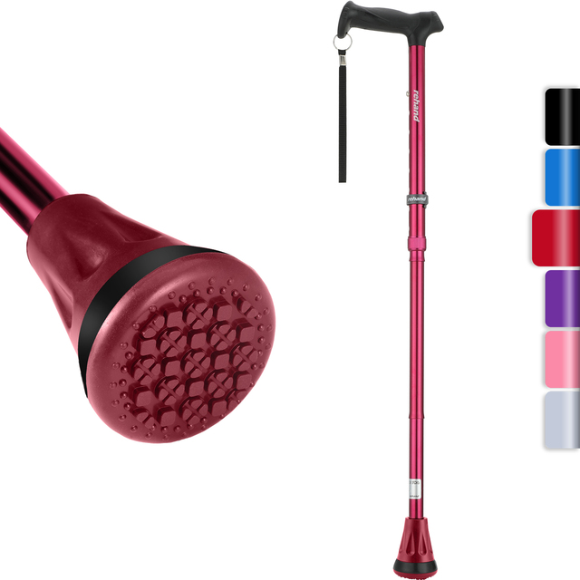 Rehand Foldable Collapsible Adjustable Height Aluminum Walking Cane-Lightweight 0.5kg Portable Rehabilitation Aid