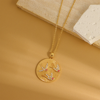Colomba della pace di lusso squisita placcato oro moneta rotonda stile barocco impermeabile e resistente al sudore collana di gioielli