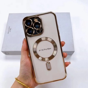 Pour 16PROMAX étui électroplaqué Transparent sans fil charge magnétique aspiration queue <span class=keywords><strong>coque</strong></span> de téléphone <span class=keywords><strong>iphone</strong></span> 14 13 12 11promax - Product Image 2