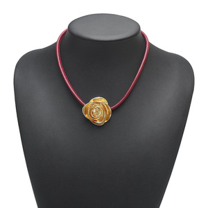 Colar Choker Vintage com Flor para Mulheres, Colar com Cordão de Couro, Acessórios de Joias Boho Únicos - Product Image 5