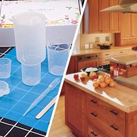 29340 Lot d'outils en résine, tasses à mesurer de 100ml, pipettes, gants, bâtons de mélange et tapis de protection pour moule en résine époxy Silicone Craft