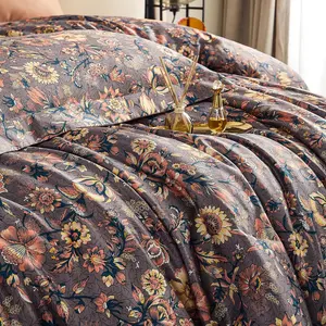 Juego de cama de poliéster con patrón floral de estilo clásico de lujo vintage juego de funda nórdica ropa de cama de edredón