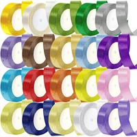Ruban de satin de 1 pouce, couleurs unies, 25 yards/rouleau, pour emballage cadeau, nœud pour cheveux de fille, artisanat, décoration de fête, mariage