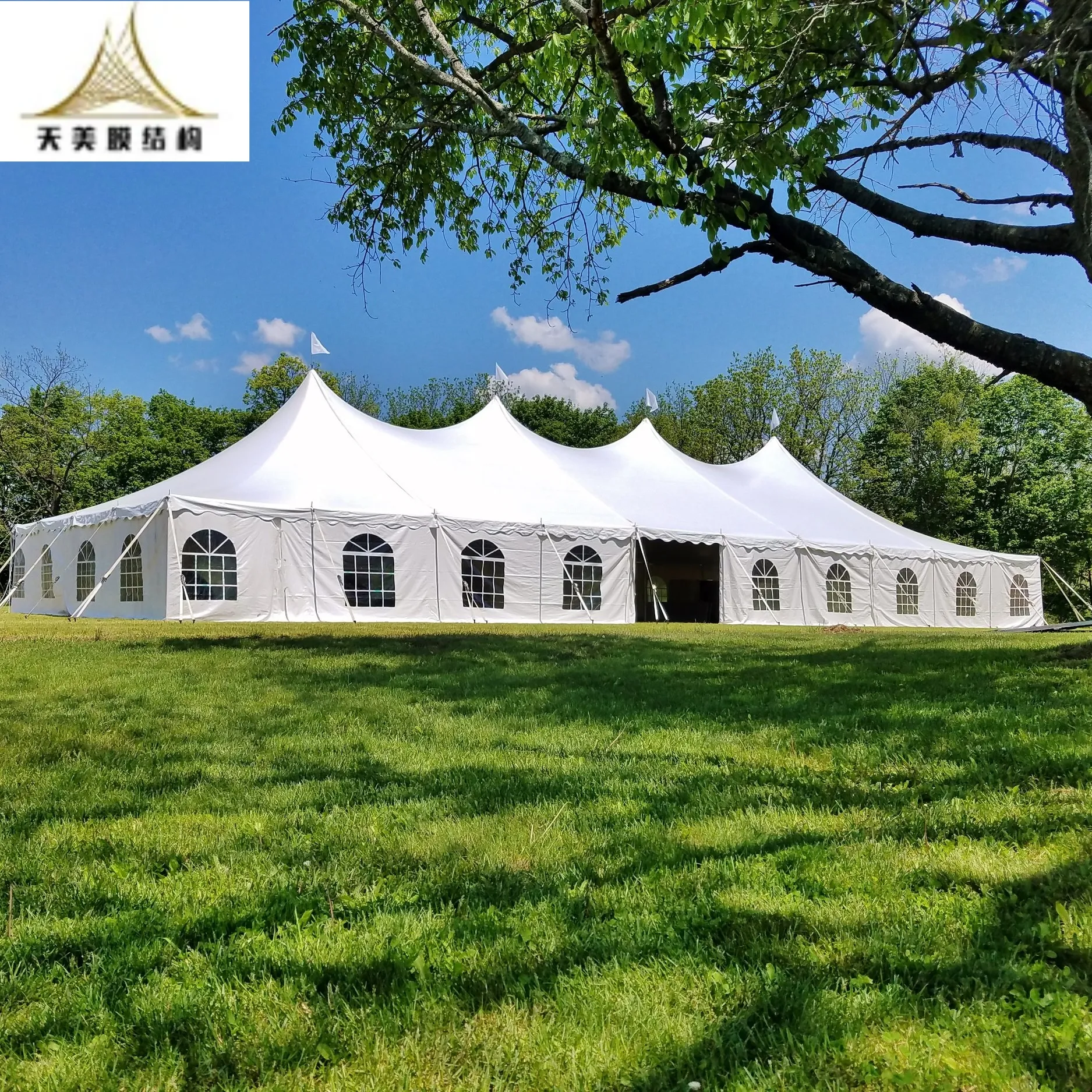 Outdoor 10X30 20X40 40X100 Beurs Evenement Tent Wit Pvc Feesttent Bruiloft Feest Tent Voor 50 100 300 500 Mensen