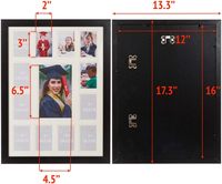 Marco de Madera Rectangular para Collage con Doble Paspartú Blanco para Recuerdos Escolares de K-12, Capacidad para 1x5x7 12x25x35 Fotos, Horizontal/Vertical