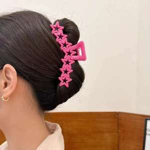 Pinzas de Pelo con Forma de Estrella Hueca, Pinzas de Pelo Grandes de Plástico Color Caramelo para Mujeres y Niñas, Accesorios para el Cabello con Agarre Antideslizante - Product Image 4