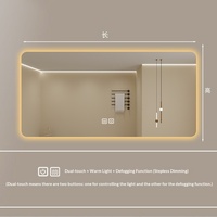 Miroir de salle de bain carré anti-buée de style nordique avec écran tactile LED et miroir de maquillage mural intelligent