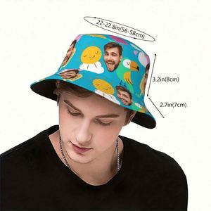 Gorra de Pescador Personalizable de una Pieza, Divertida Gorra de Playa para Hombres y Mujeres, Diseño de Foto Personalizado en un Sombrero de Pescador con Patrón de Dibujos Animados - Product Image 5