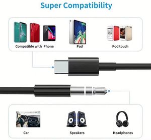 สายเคเบิลเสียง AUX ขนาด 3.5 มม. เป็น USB-C Type-C พร้อมหัวแจ็คสำหรับหูฟัง ความยาว 1 เมตร สาย OTG สำหรับโทรศัพท์มือถือ - Product Image 6