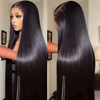 Pelucas de Cabello Humano Liso Indio SDD 13x6, Pelucas Frontales de Encaje Transparente HD Completas Sin Pegamento, Cabello Virgen Remy Natural, Peluca de Encaje HD
