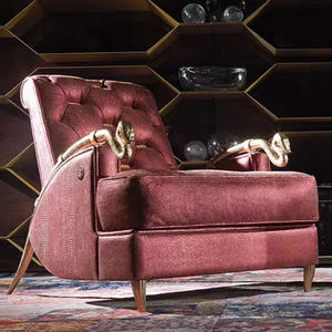 Canapé italien léger et luxueux en <span class=keywords><strong>cuir</strong></span> <span class=keywords><strong>Fauteuil</strong></span> simple serpent en cuivre pur, mobilier de salon moderne - Product Image 4
