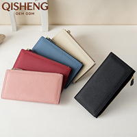 Dompet Kartu Kulit Asli Berkualitas Tinggi Baru Tas Tangan Wanita Grosir Harga Rendah Penutup Ritsleting Menerima Desain Kustom