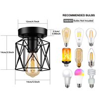 2PCS Lampu Plafon Gaya Industrial Farmhouse Warna Hitam dengan Desain Geometris Berbahan Logam untuk Dapur, Koridor, dan Ruangan (Bohlam Tidak Termasuk)