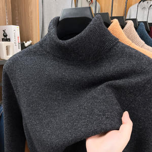 Suéter de Cuello Alto para Hombre, 100% Lana, Doble Solapa, 410g, Color Sólido, Capa Base, Tejido de Punto Puyuan - Product Image 2