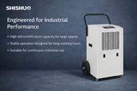 Déshumidificateur portable SHISHUO 60L avec structure métallique et affichage numérique pour le contrôle de l'humidité résidentielle dans le salon
