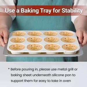 La fábrica MUYULINS puede personalizar moldes para hornear pasteles y muffins de silicona estándar, antiadherentes, sin BPA, de 12 cavidades, color beige, con certificación LFGB. - Product Image 4