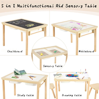 Table sensorielle avec double panneau et 2 chaises, table à sable et à eau multifonctionnelle en bois pour enfants