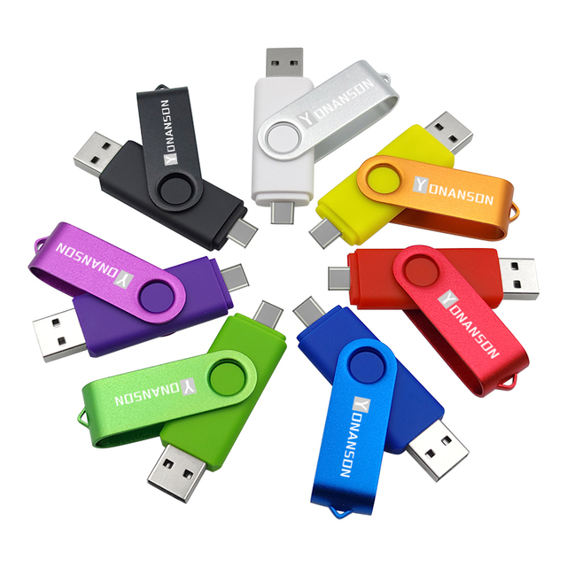 YONANSON Type-c OTG Pendrive Metal Swivel OTG 2 in 1 USB Flash Drive Custom USB Memory Stick Corporate Promotional Gift USB C